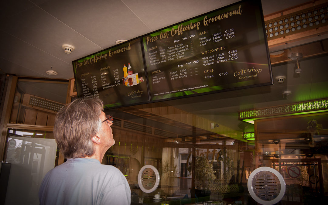 Interactieve menuborden voor Coffeeshop Groenewoud in Leiden.