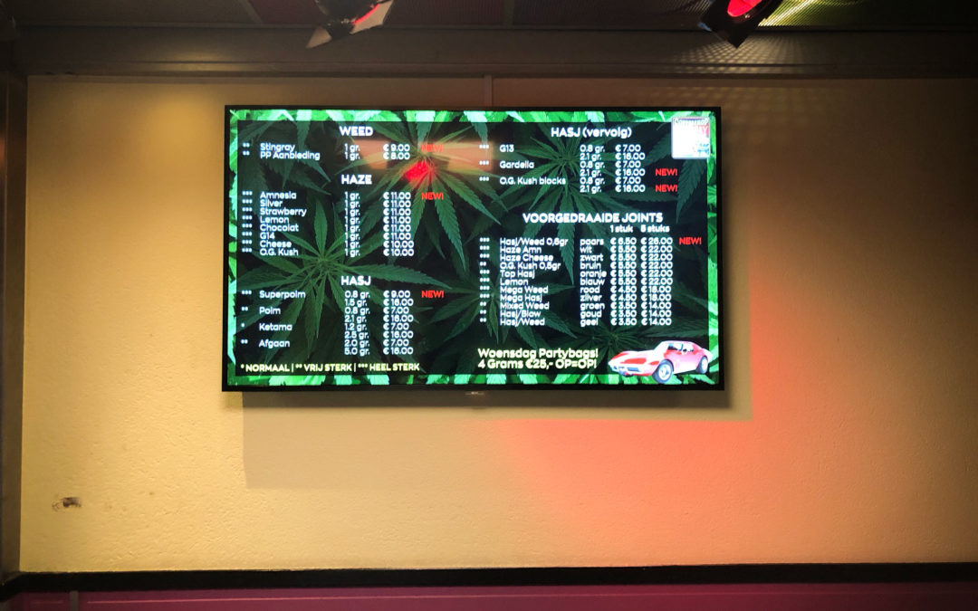Digitaal menubord voor Coffeeshop Stingray