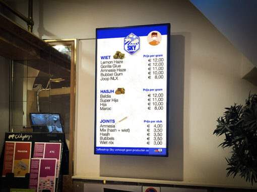 Interactieve menuborden voor Coffeeshop Sky Breda
